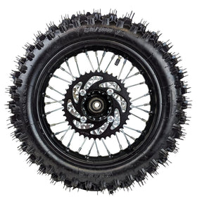 RedCap rear wheel installed on pit bike demonstrating correct fit and performance