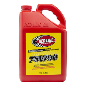 Red Line 75W90 front label showing product identity and benefits