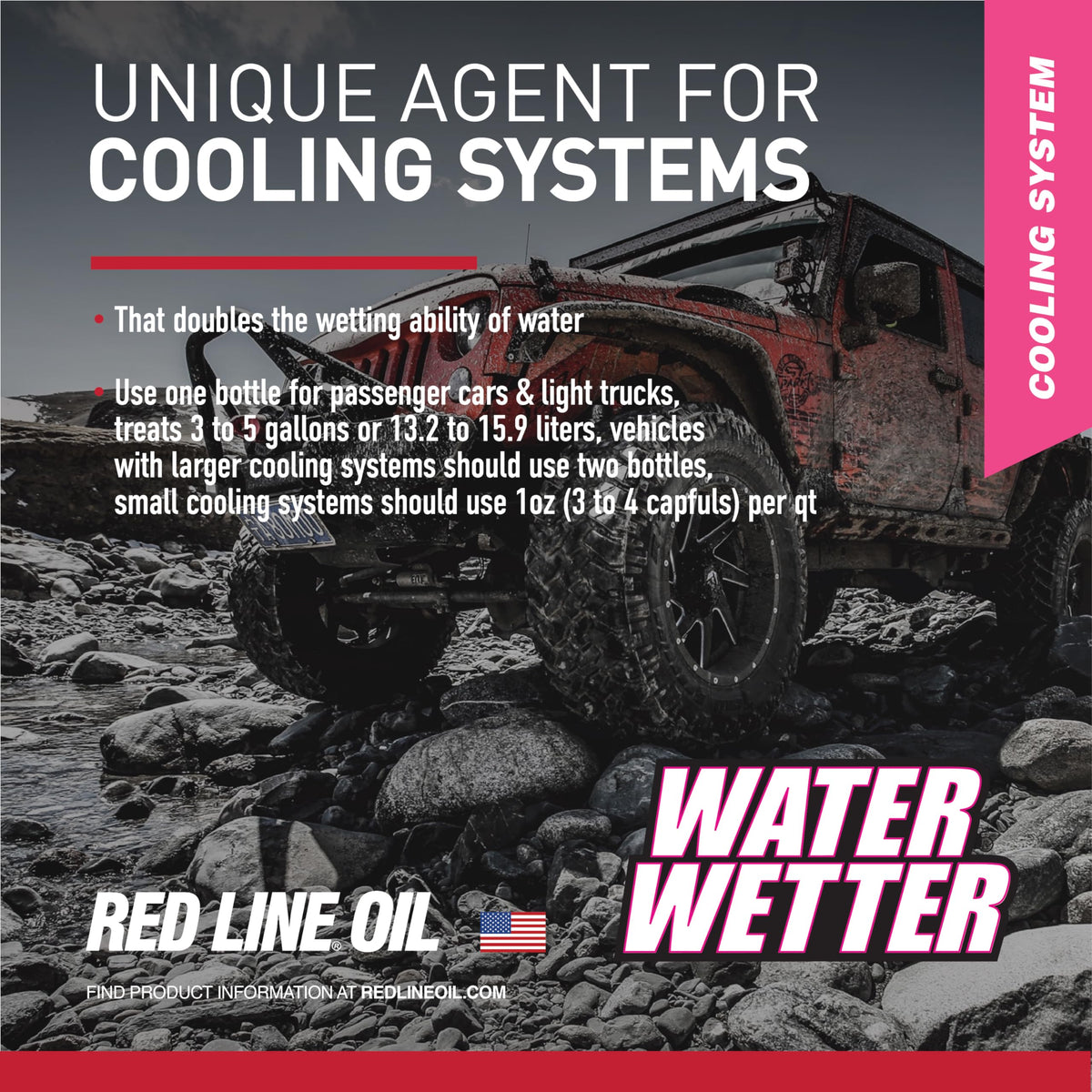 Red Line bottle positioned under hood showing compatibility and ease of installation