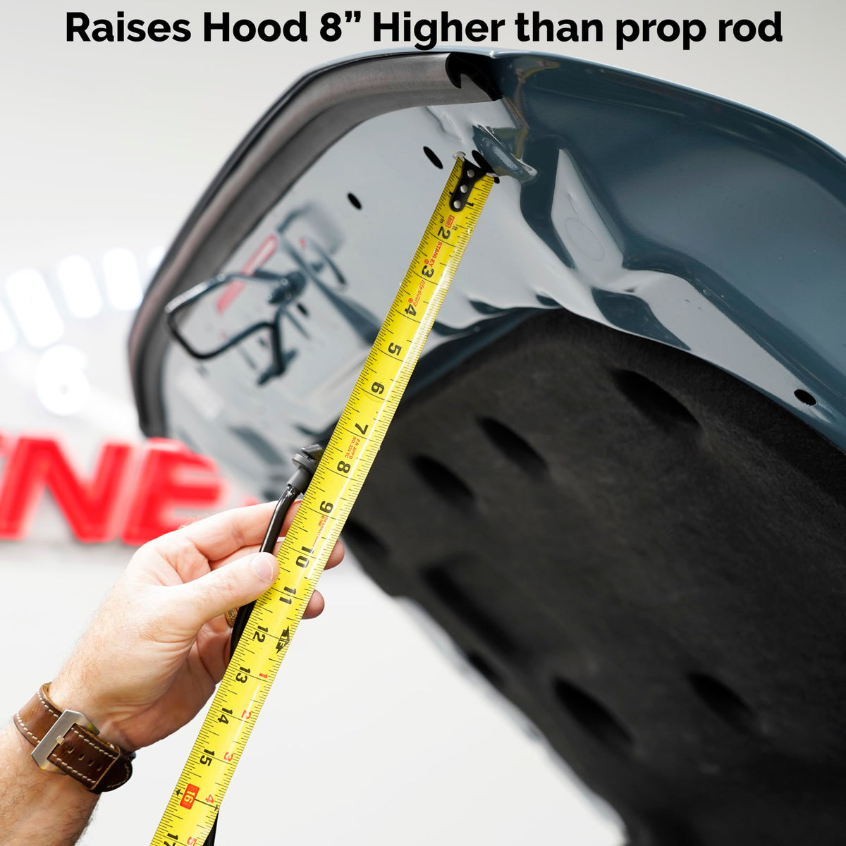 Redline Tuning lifestyle garage use showing faster hood access while working