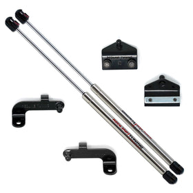 Redline Tuning closeup of stainless gas strut highlighting durable construction
