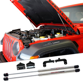 Redline Tuning Quicklift front view showing installed kit and improved hood access