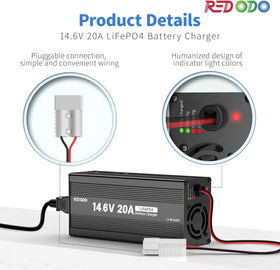 Redodo two LED indicators showing charge status and easy diagnostics