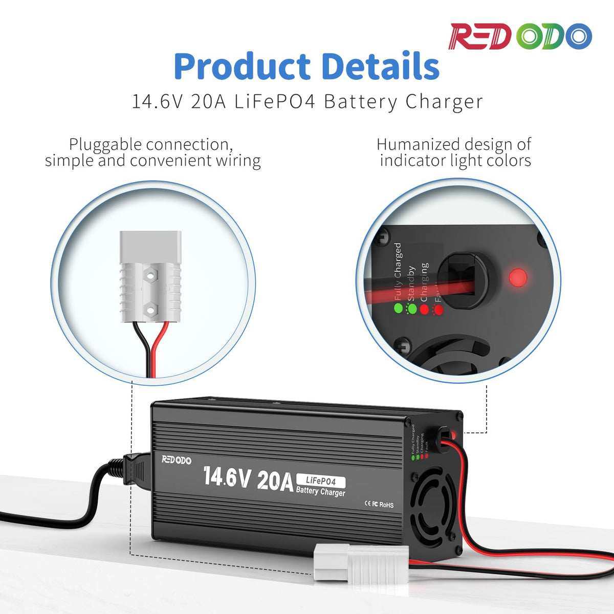 Redodo connected to battery with wiring demonstrating safe installation