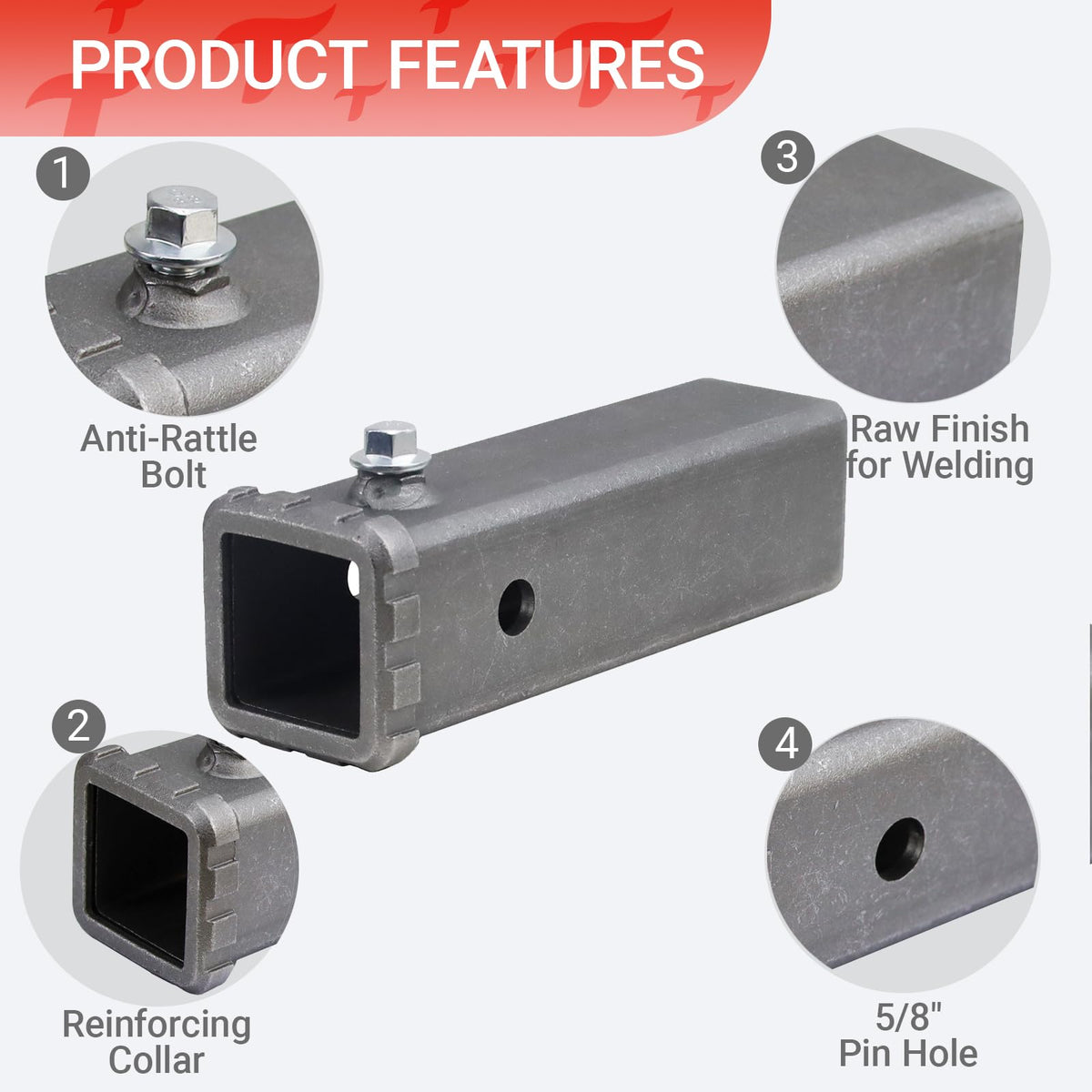 REDTEE anti-rattle bolt detail showing tight-fit benefit and reduced shank wobble