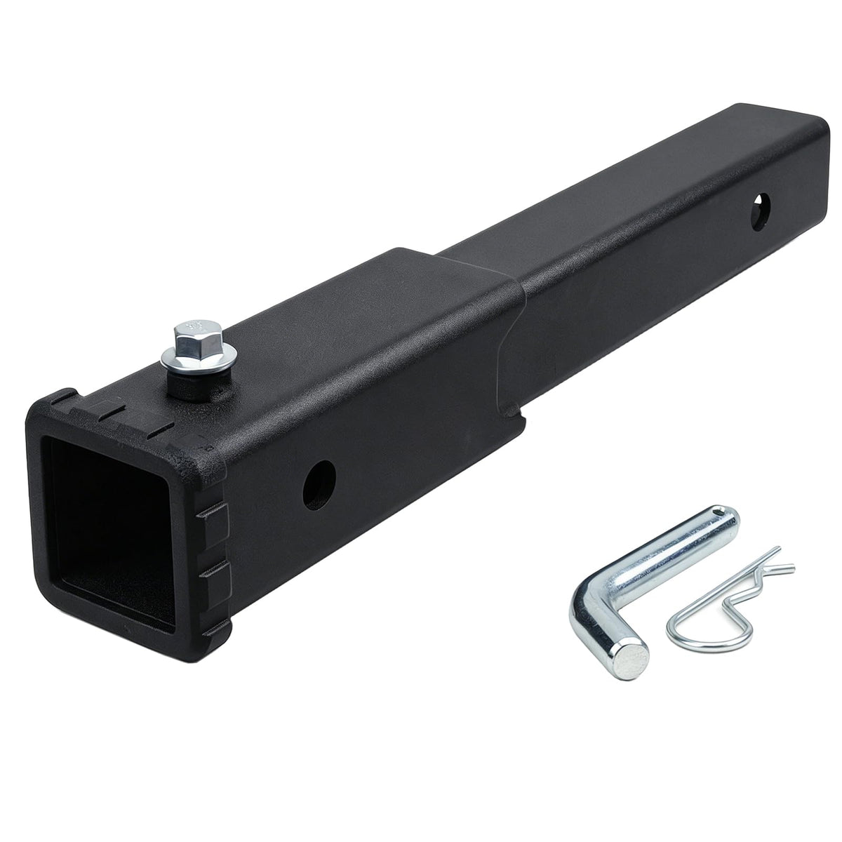 REDTEE front view of 12-inch hitch extender showing fit and finish, adds clearance