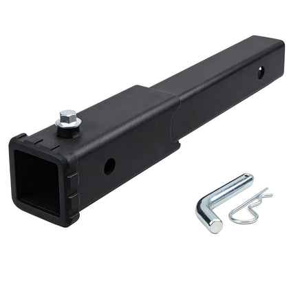 REDTEE front view of 12-inch hitch extender showing fit and finish, adds clearance