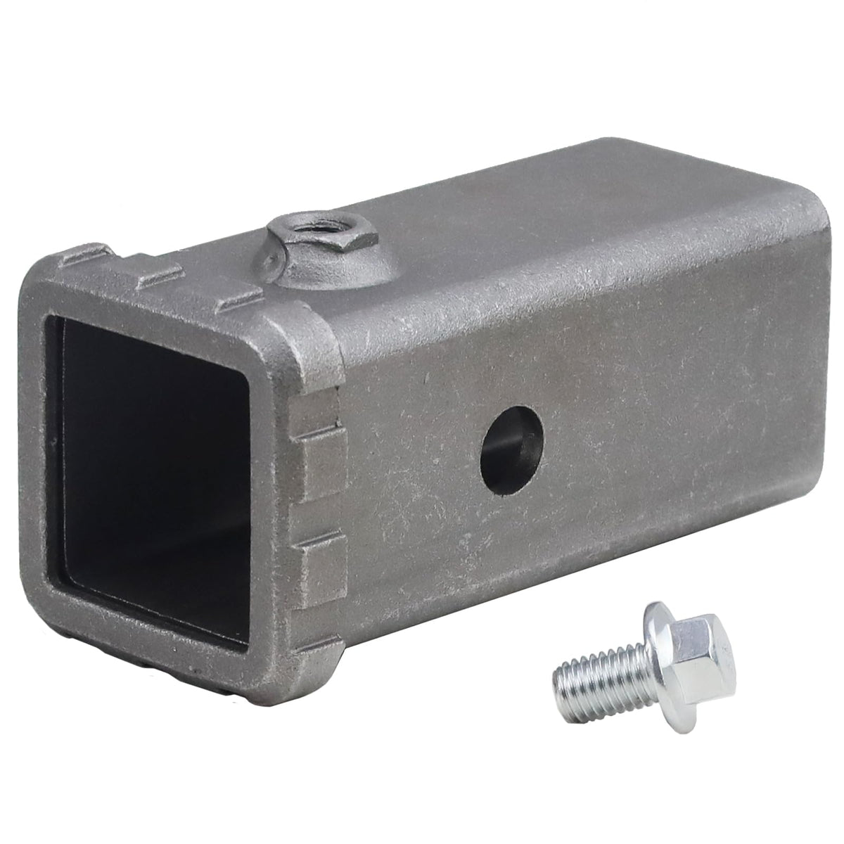 REDTEE front view of weld-on hitch receiver showing opening and fit benefit