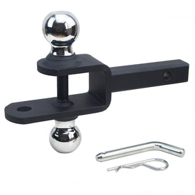 REDTEE hitch front view showing dual balls and compact design for versatile towing