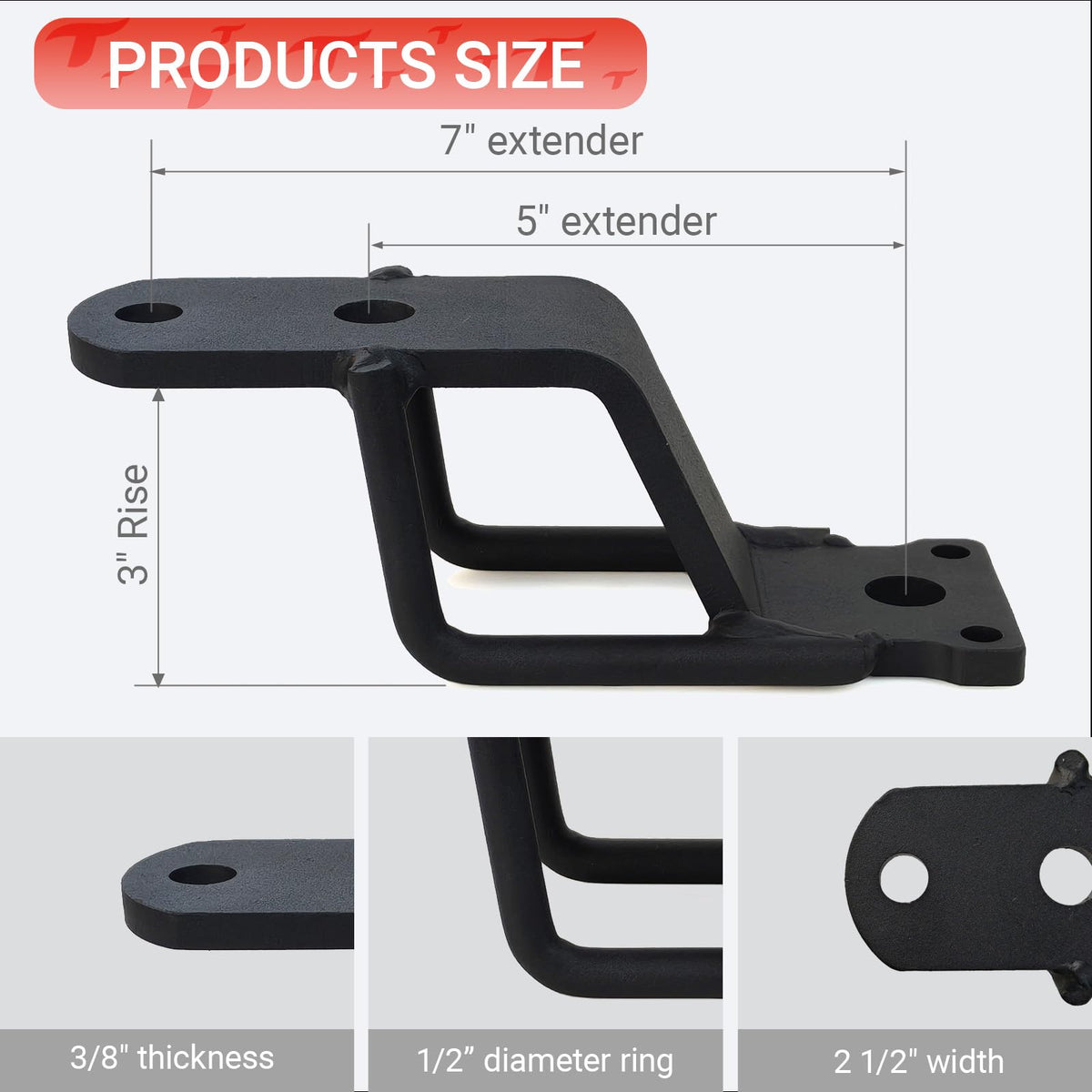 REDTEE detail of mounting holes and dimensions for accurate drilling and secure fit