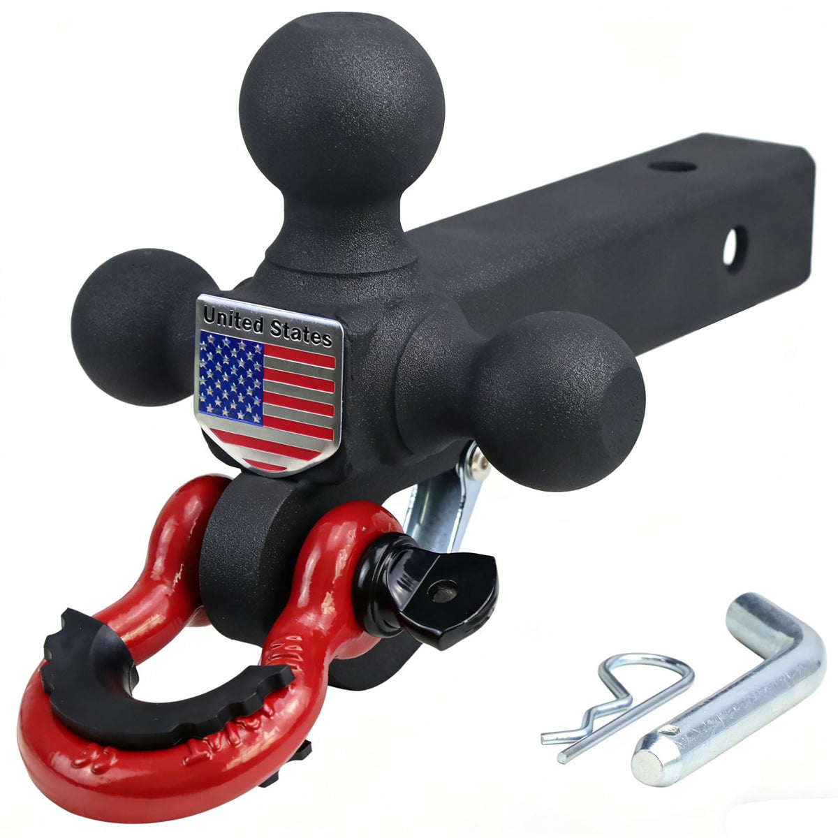 REDTEE close-up of three chrome hitch balls highlighting corrosion resistance benefit