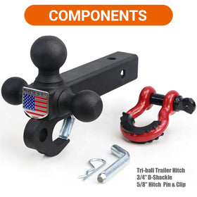 REDTEE hitch beside tape measure for scale showing usable length and clearance benefit