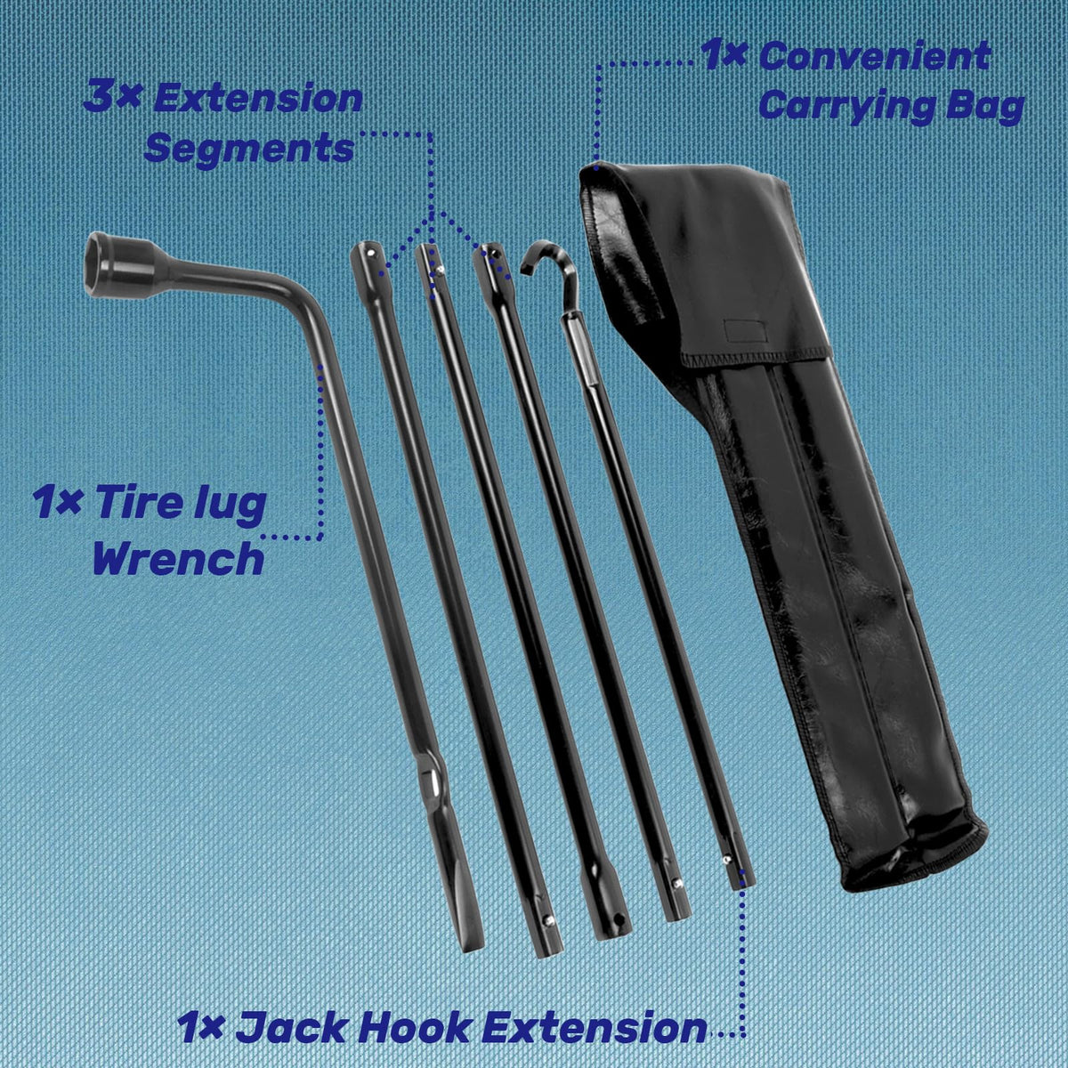 Reeauto close-up of lug wrench tubular handle, durable leverage benefit
