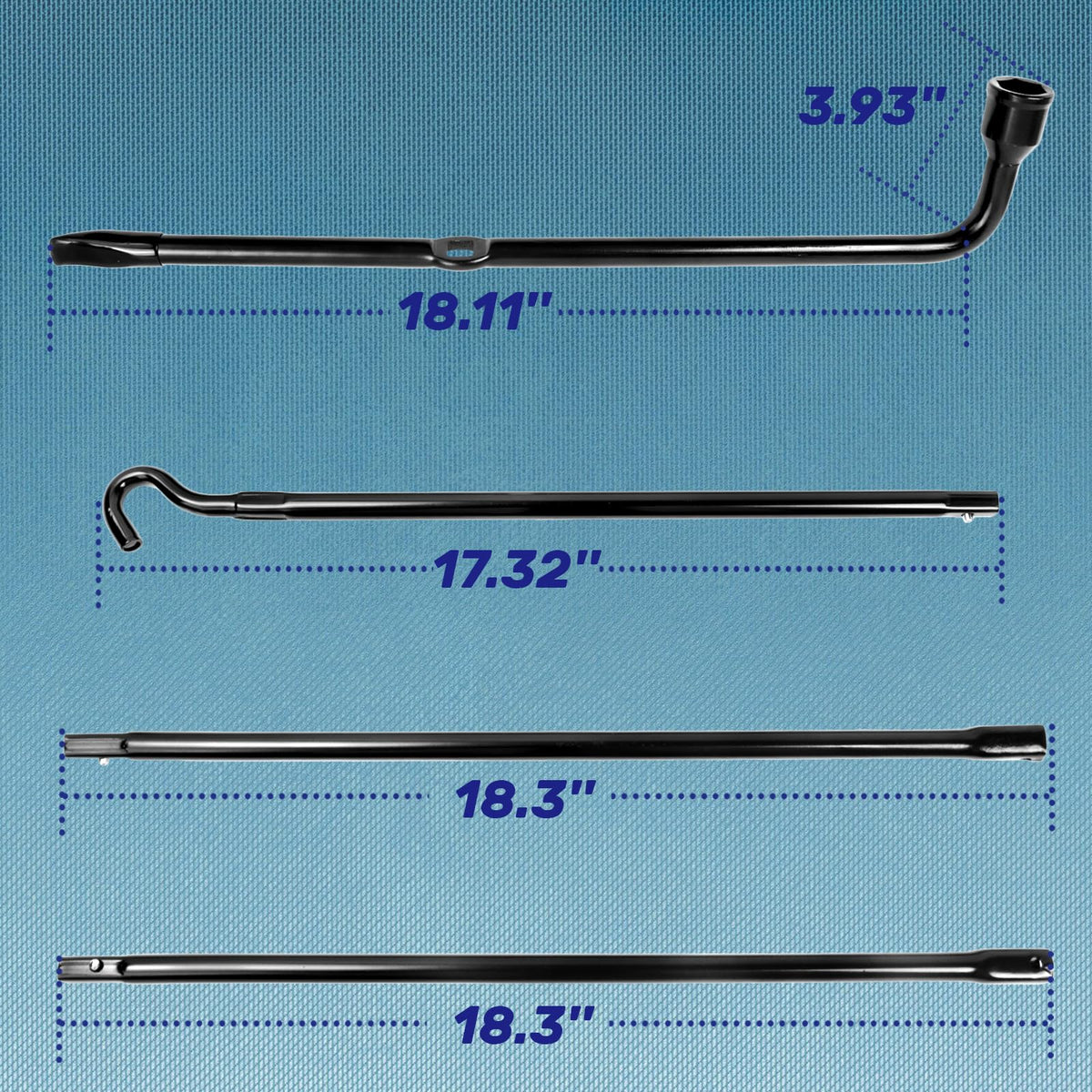 Reeauto lug wrench full length ready to loosen wheel nuts quickly and safely