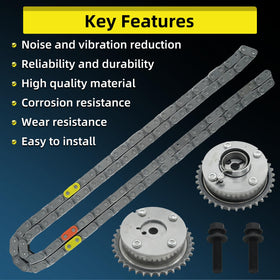 reemplazo tensioner and guides laid out to show restored chain tension