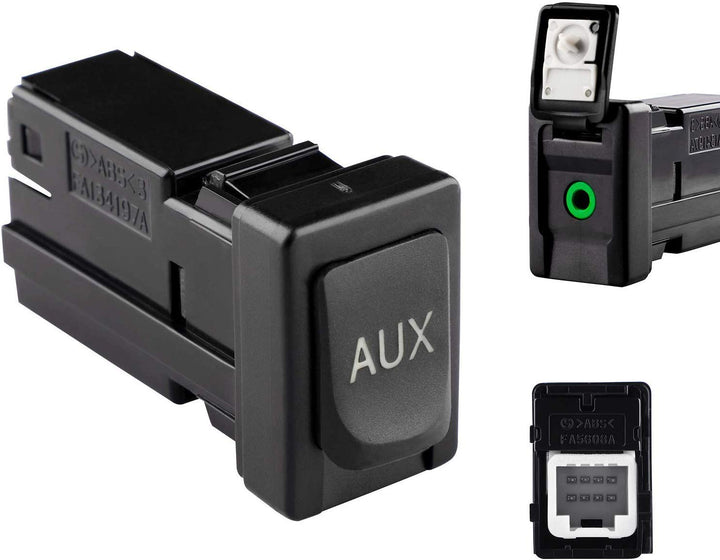 Reeoutdoor aux port front view showing jack and mounting for easy replacement