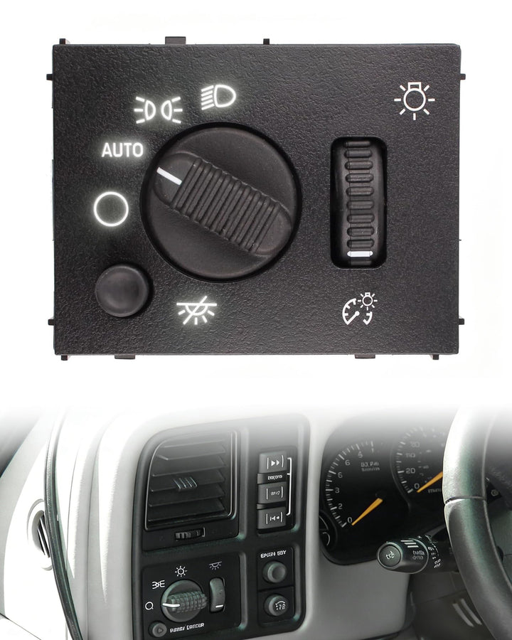 Reeoutdoor headlight switch front view showing replacement fit and clear labeling