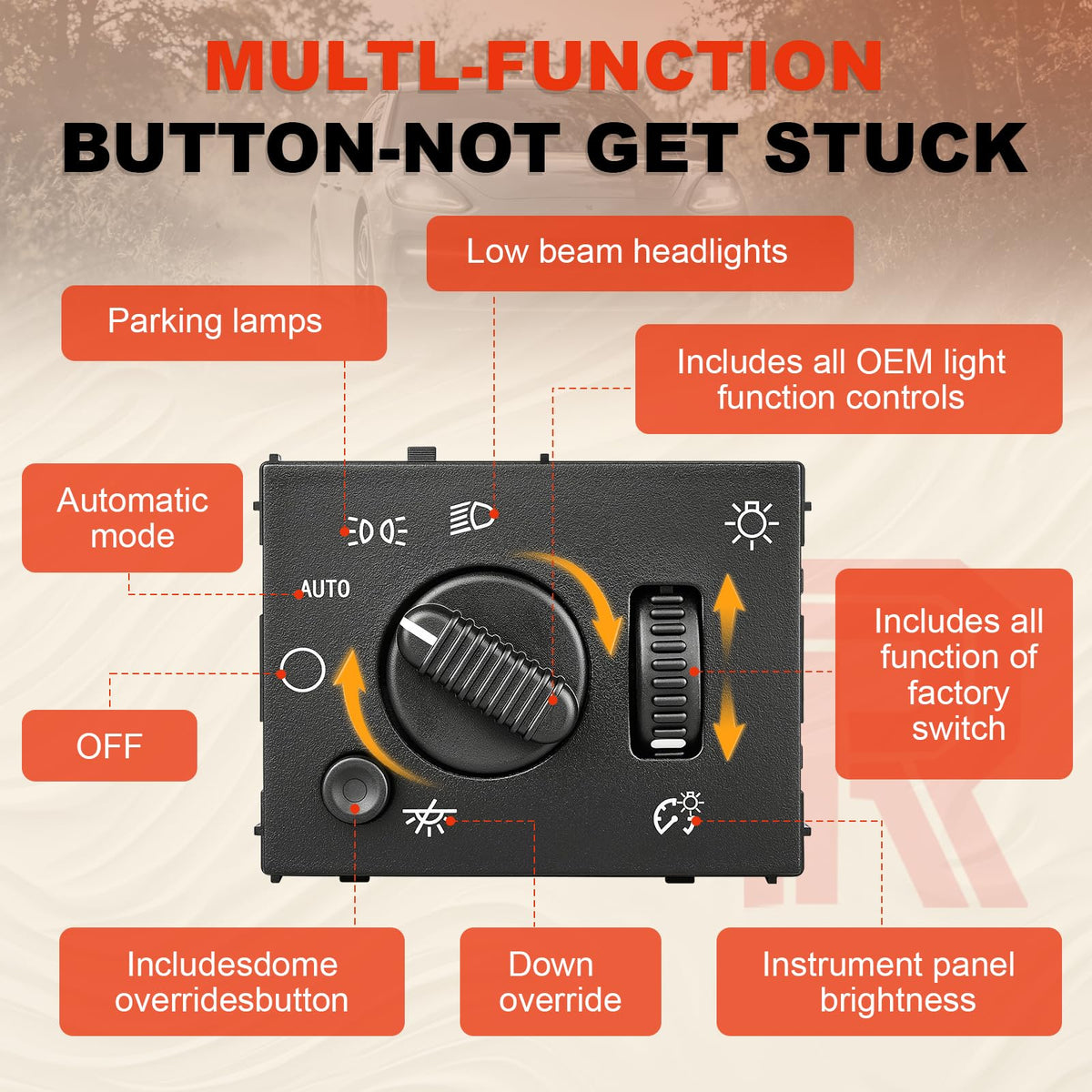 Reeoutdoor headlight switch installed in dash demonstrating restored controls