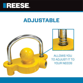 REESE brass coupler lock top view highlighting secure fit when trailer is attached to vehicle