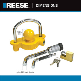 REESE close-up of coupler lock detail showing durable mechanism and clear visual deterrent