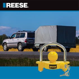 REESE lock on parked trailer in storage illustrating visible deterrent benefit