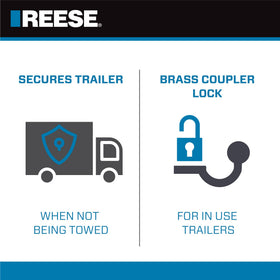 REESE dual bent pin receiver lock displayed to show compatibility with 1/2 and 5/8 pins