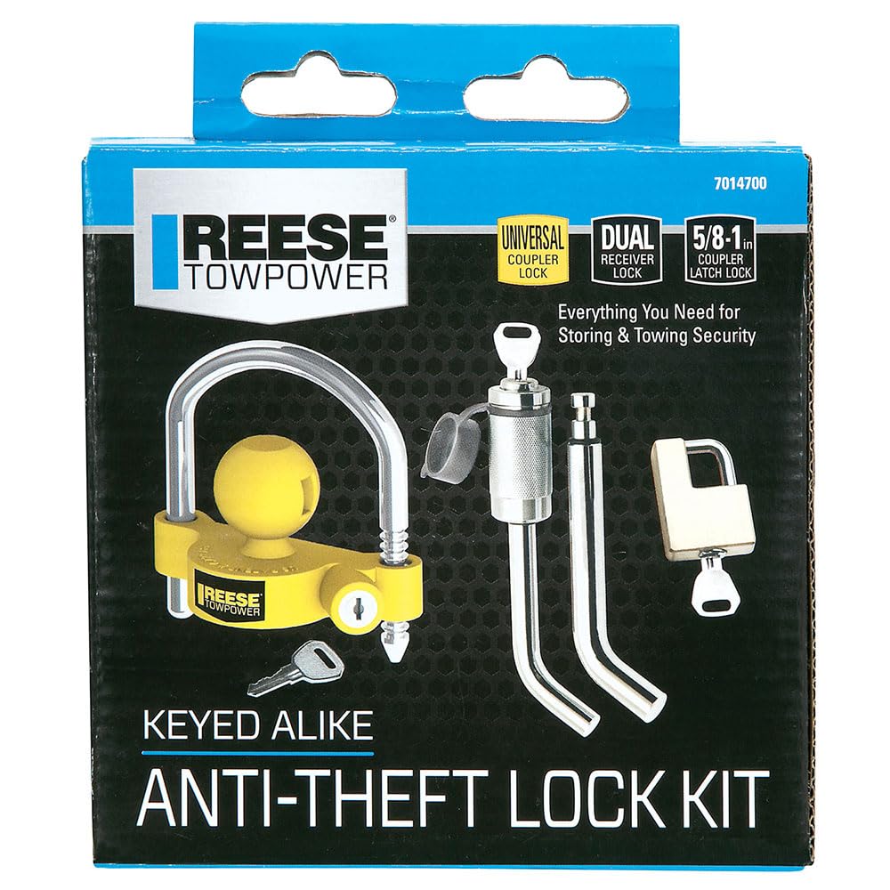 REESE lifestyle image of stored trailer with visible locks showing secure, deterred storage