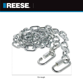 REESE close-up of zinc-plated chain links showing corrosion-resistant finish for durability