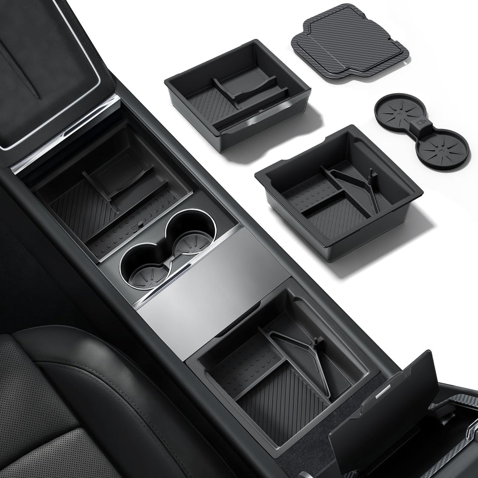 REEVAA front view of center console organizer showing neat storage benefit