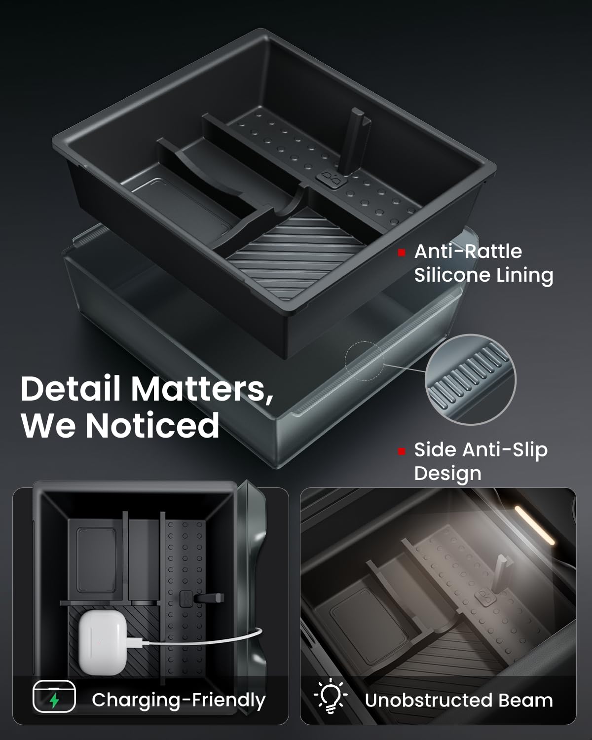 REEVAA magnetic hidden storage box open securing valuables under armrest