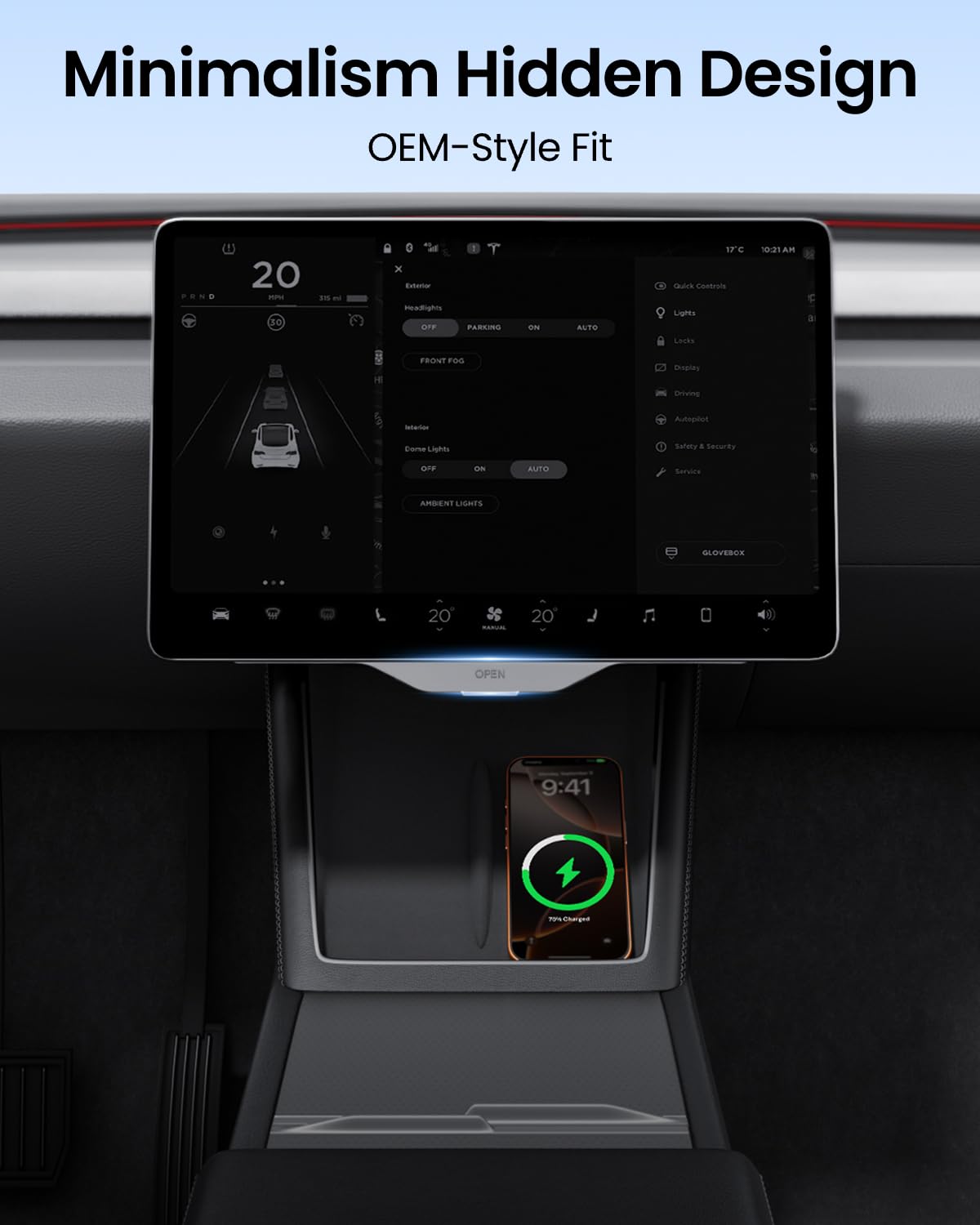 REEVAA open compartment with phone and keys showing organized storage