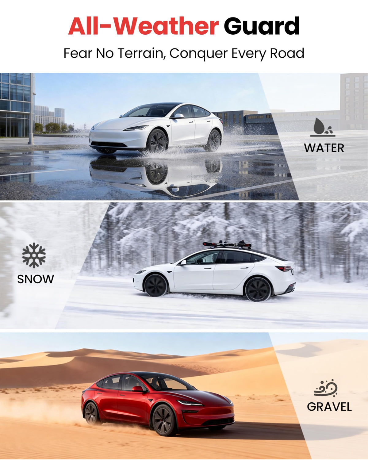 REEVAA on-road shot with splash prevention demonstrating winter and wet protection