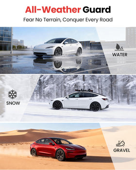 REEVAA on-road shot with splash prevention demonstrating winter and wet protection