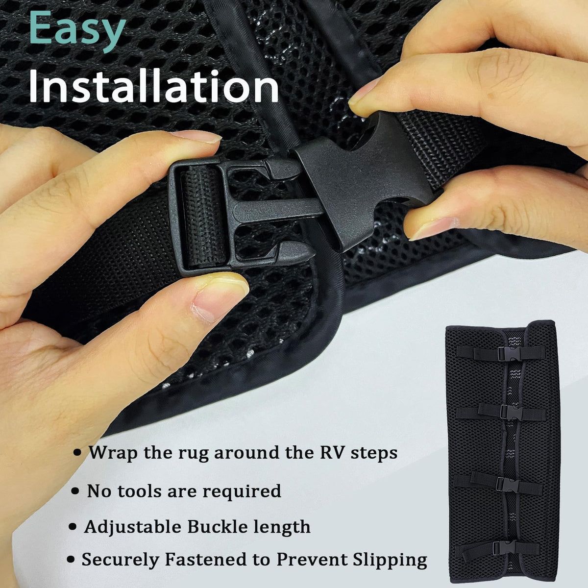 REEZEIVI step cover next to ruler showing dimensions for fit