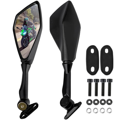 Refitial front view of both mirrors showing fit and style for Kawasaki Ninjas