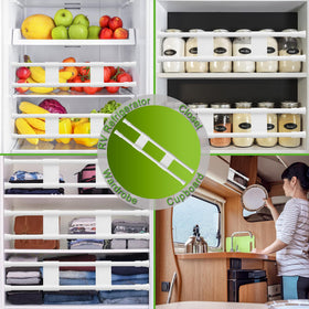 Reggory rods organizing kitchen cupboard in lifestyle scene, improves storage benefit