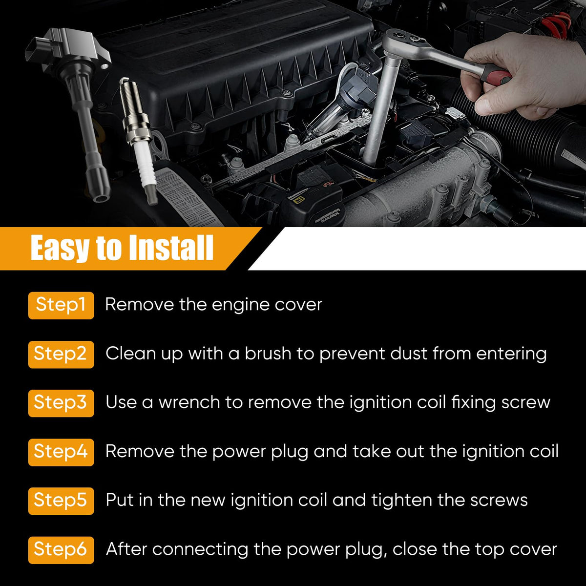 Reilauto coils and plugs installed in engine bay illustrating restored ignition reliability