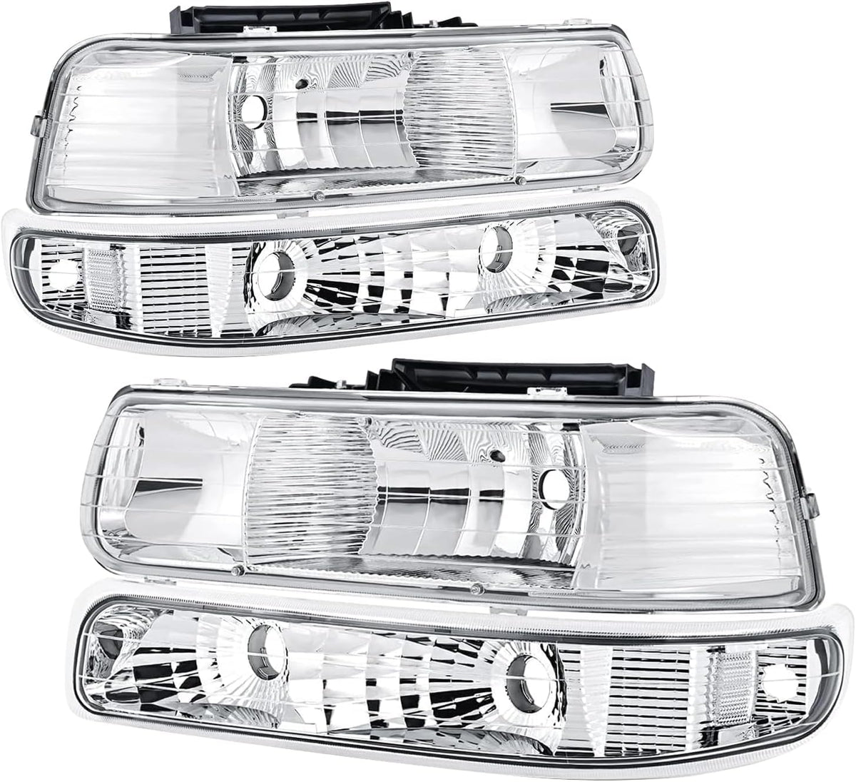 Reinko front view of both headlight assemblies showing exact OE-style fit