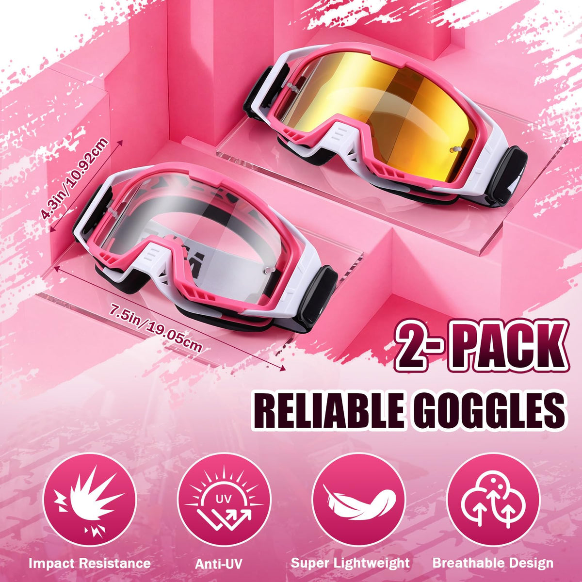 Relaxweex close-up of PC lens highlighting anti-fog and impact resistance