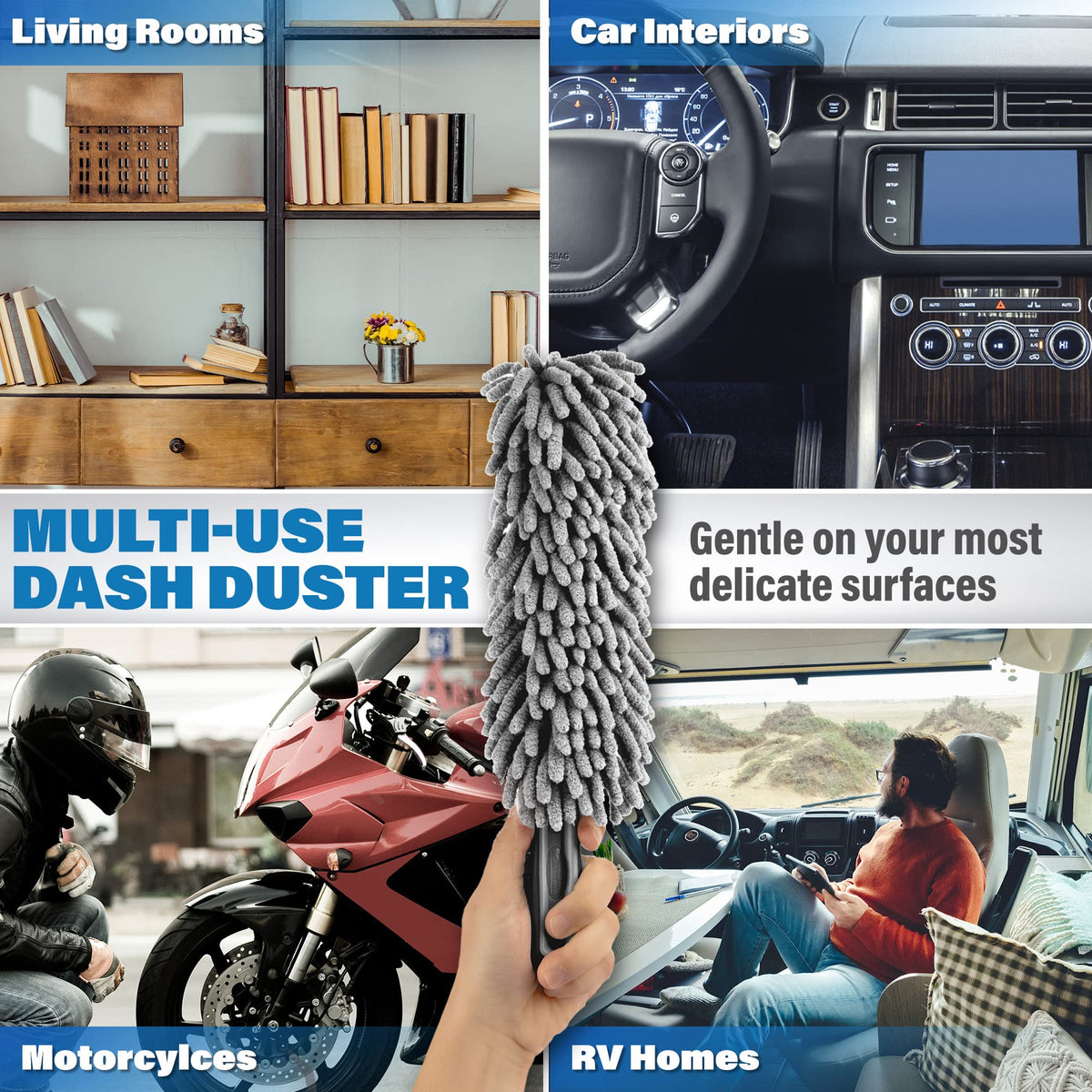 Relentless Drive duster cleaning car dashboard leaving no scratches