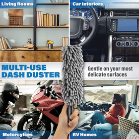 Relentless Drive duster cleaning car dashboard leaving no scratches