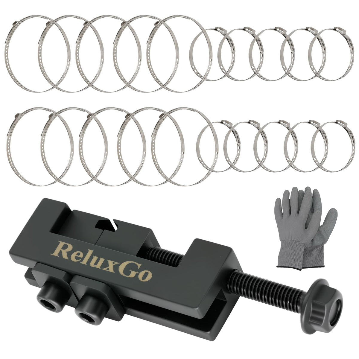 ReluxGo clamp tool front view showing compact design and precise control
