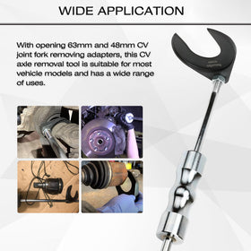 ReluxGo close-up of 48mm and 63mm fork adapters highlighting fit options and corrosion-resistant finish