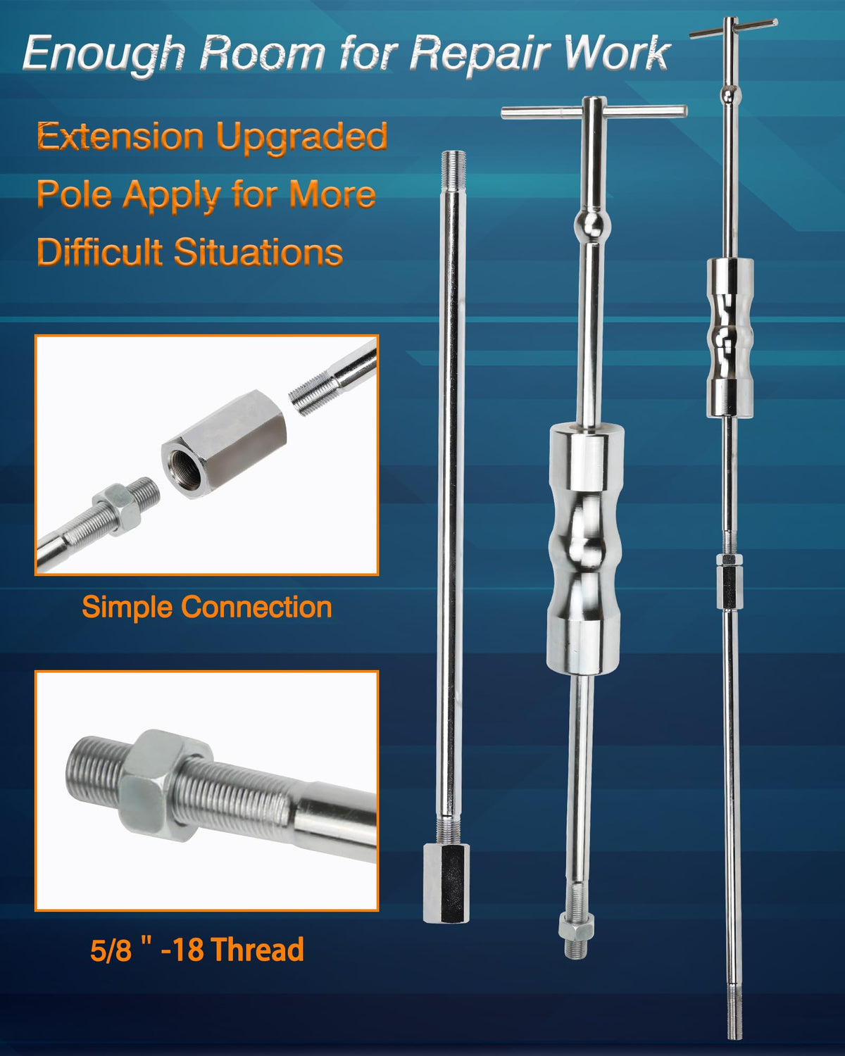 ReluxGo upgraded extension pole held by hand showing extra reach benefit