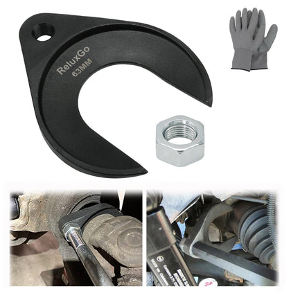 ReluxGo front view showing tool, durable construction for safe axle removal