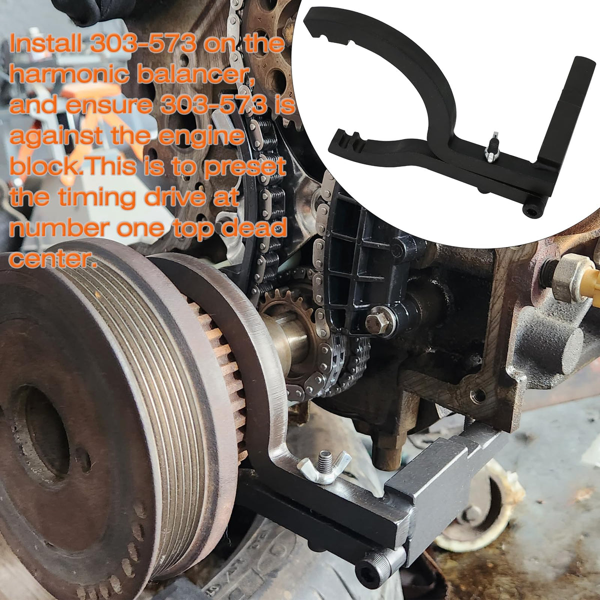 ReluxGo gloves holding a timing pin to protect hands and keep parts clean