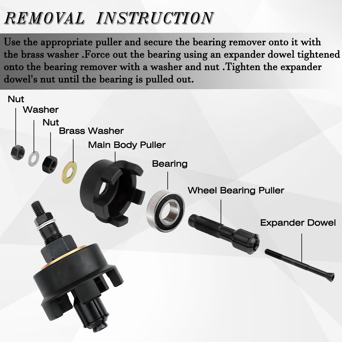 ReluxGo tool in use on a Harley wheel showing safe bearing pull and protected hub