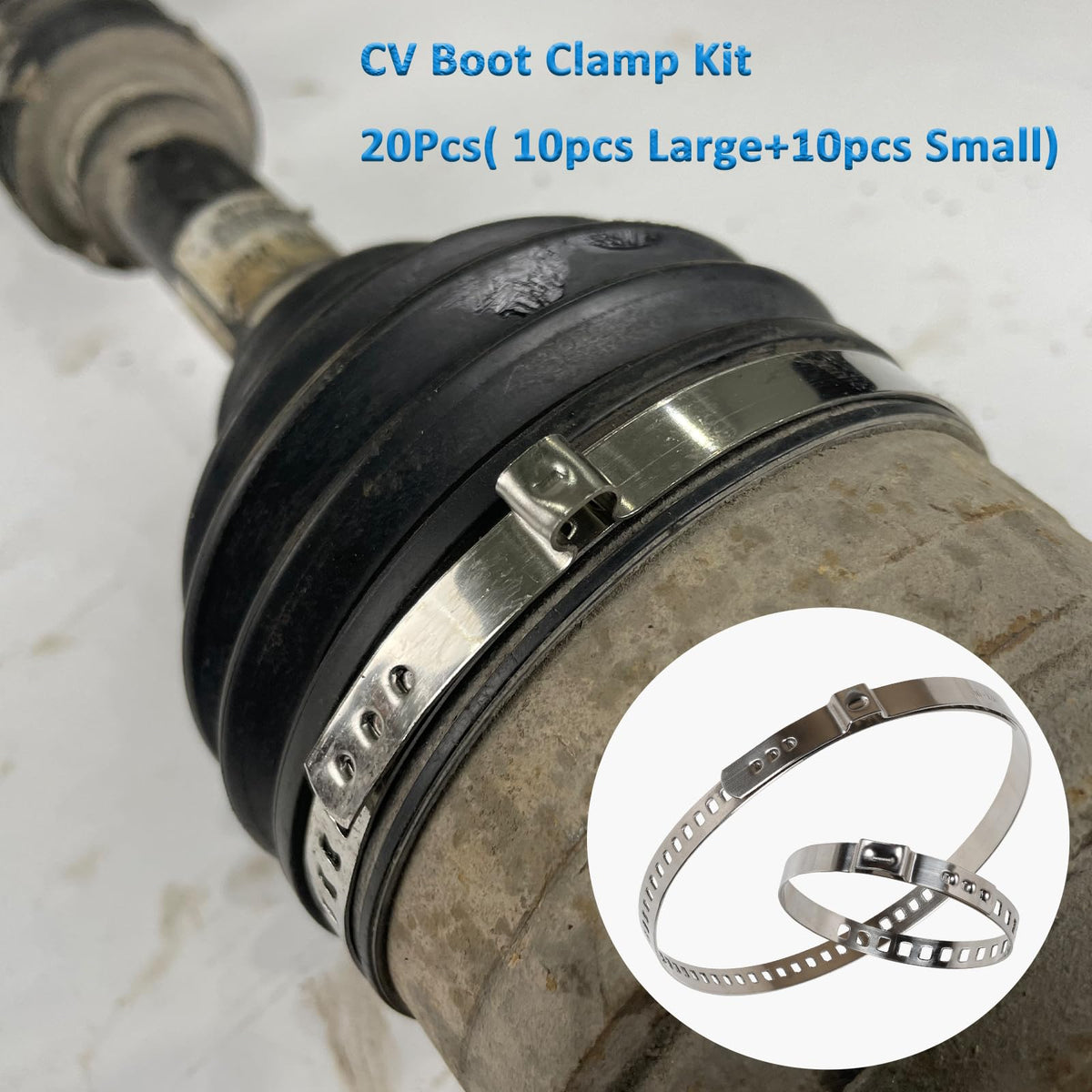 ReluxGo installed clamp on CV boot showing tight, damage‑free fit