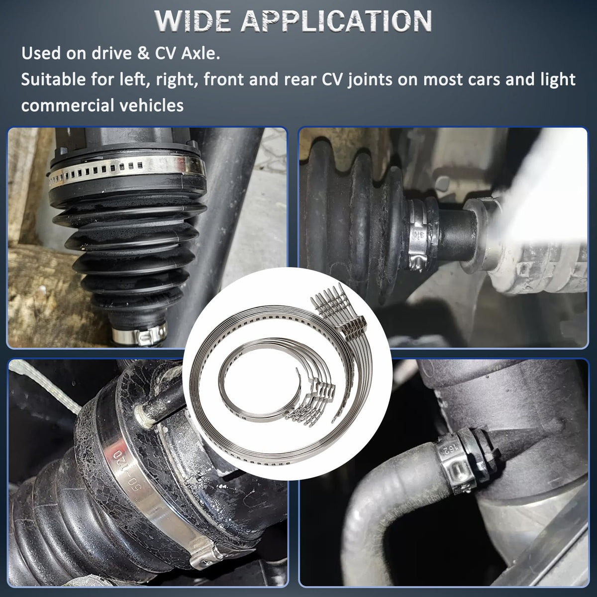 ReluxGo large 304 stainless clamp closeup highlighting strong band construction