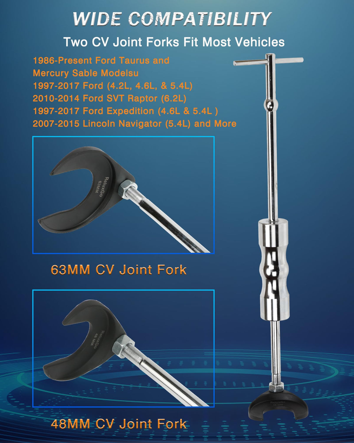ReluxGo slide hammer and 5/8"-18 threaded hub demonstrating impact control